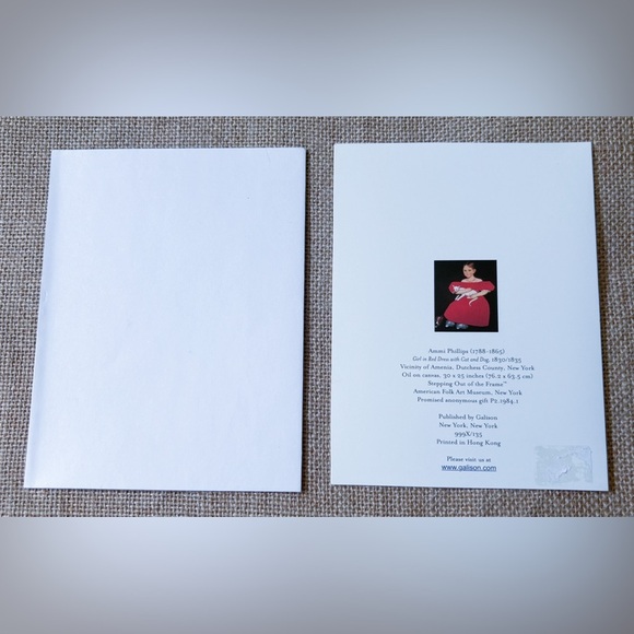 Ammi Phillips Art Girl In Red Dress With Cat And Dog Blank Note Card Framable - Picture 3 of 4